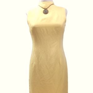 Vintage 1990's Yellow Linen Pencil Dress - image 1